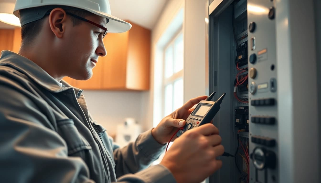 Experienced electrician providing electrical services vancouver in a warm, modern home.