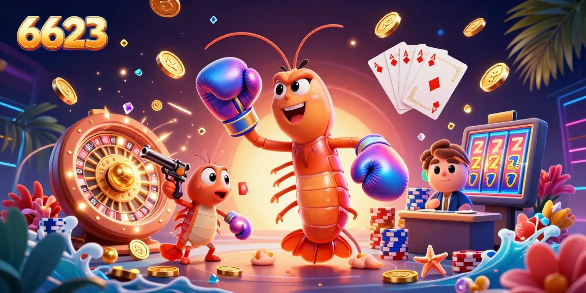Experience thrilling wins with 6623 Casino featuring vibrant game elements and characters.