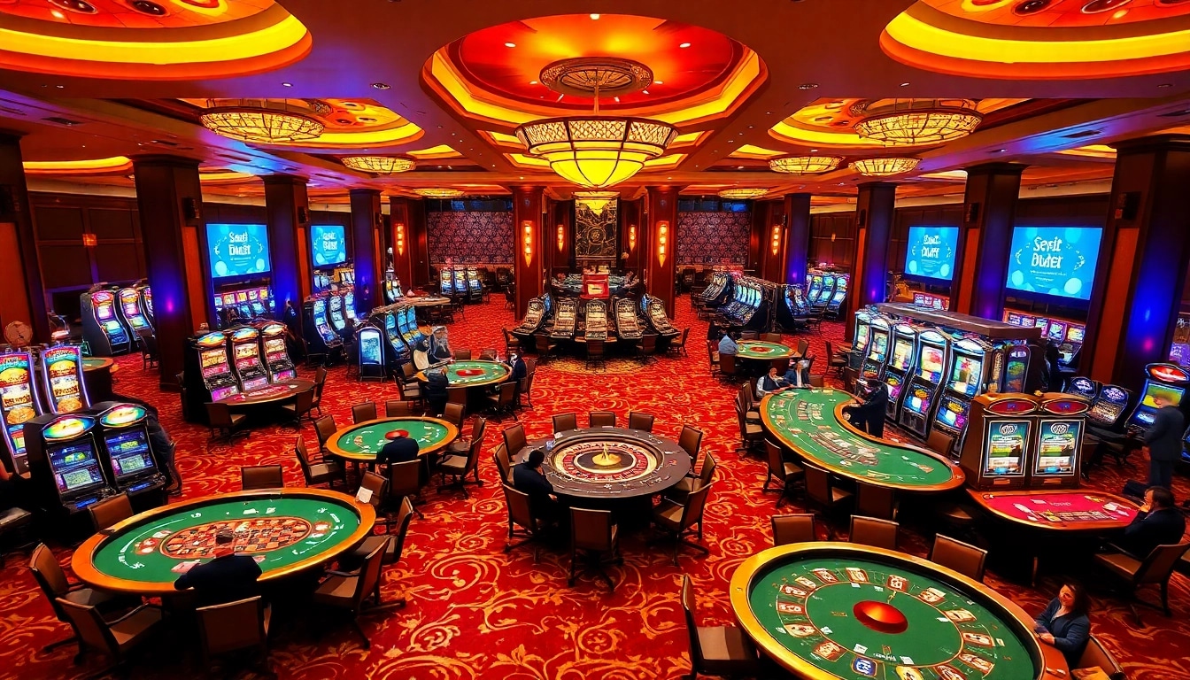 Experience the excitement at ทางเข้า soibet ล่าสุด with a vibrant casino scene filled with players and games.