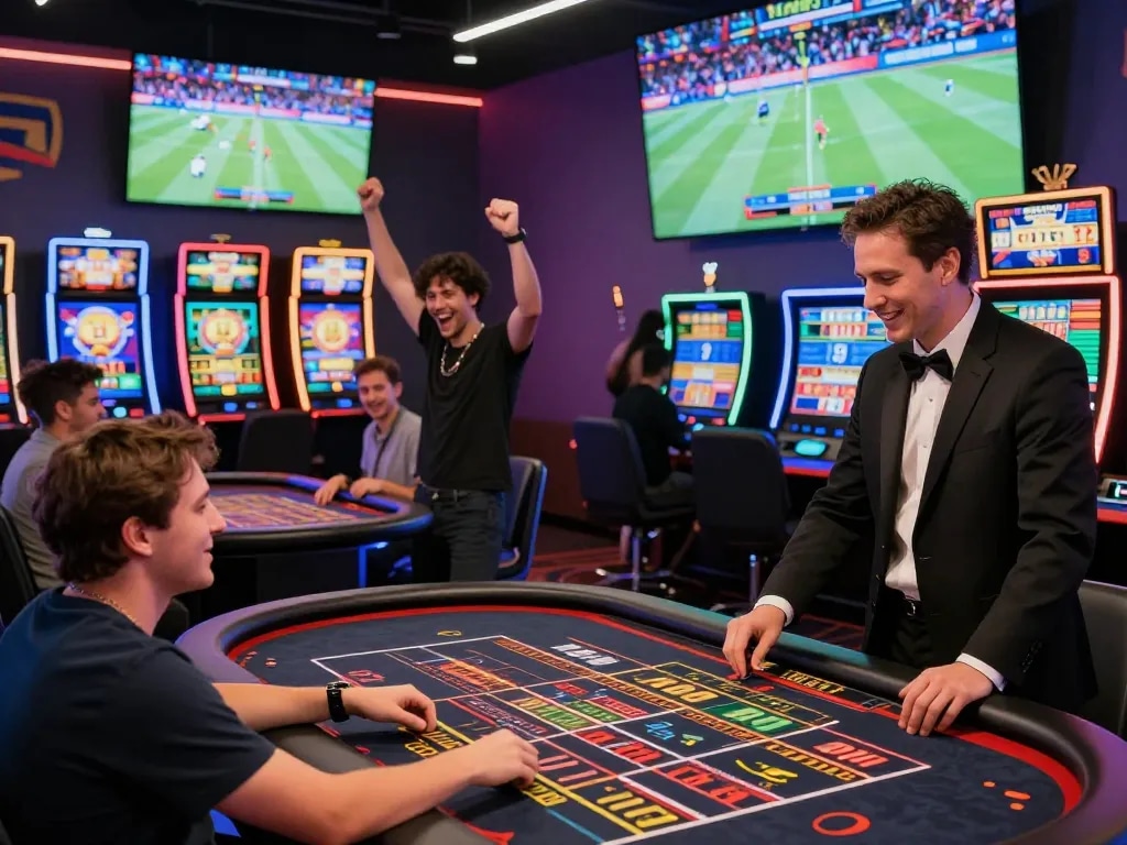 Exciting FABET online gaming experience with players engaged in sports betting and casino activities.
