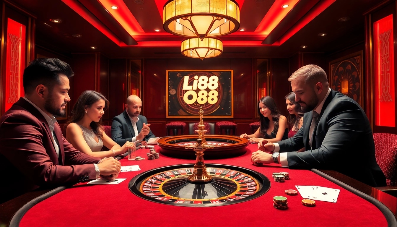 Engaged players at a high-stakes poker table representing the essence of lu88 casino excitement.