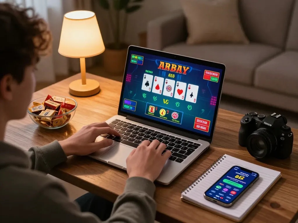Player engaging with live dealer games on https://bet88.company/ laptop, cozy atmosphere reflecting online gambling excitement.