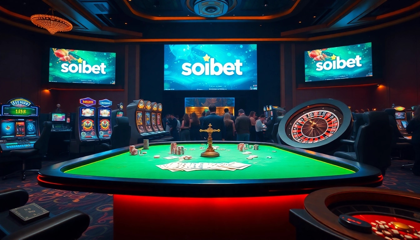 Experience the thrill of ทางเข้า soibet ล่าสุด at an elegant casino table filled with poker chips and vibrant games.
