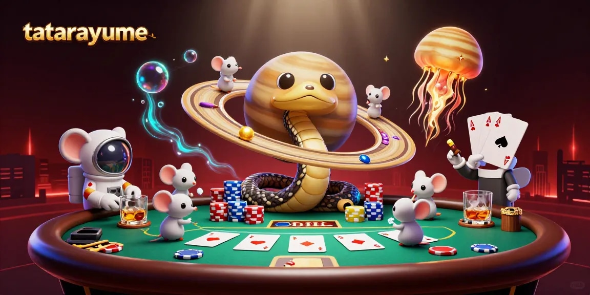 Bet on cosmic roulette with tatarayume as astronauts gamble around a giant Saturn planet.
