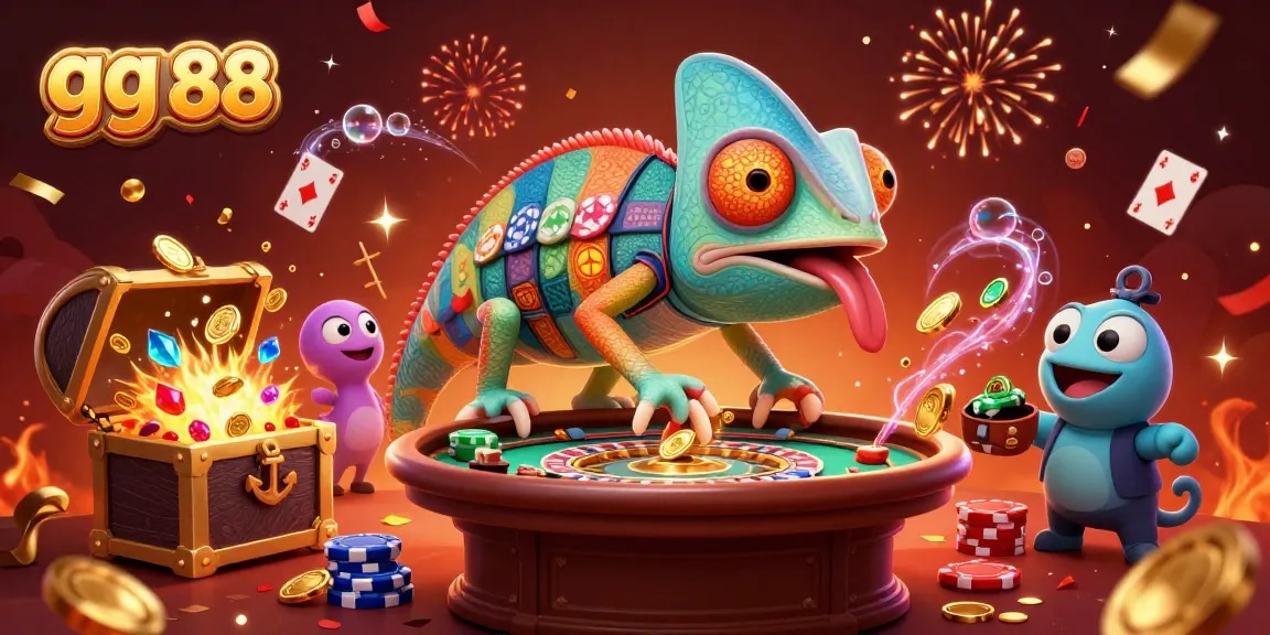 Win big at gg 88 with a vibrant 3D casino scene filled with colorful games and golden treasures!