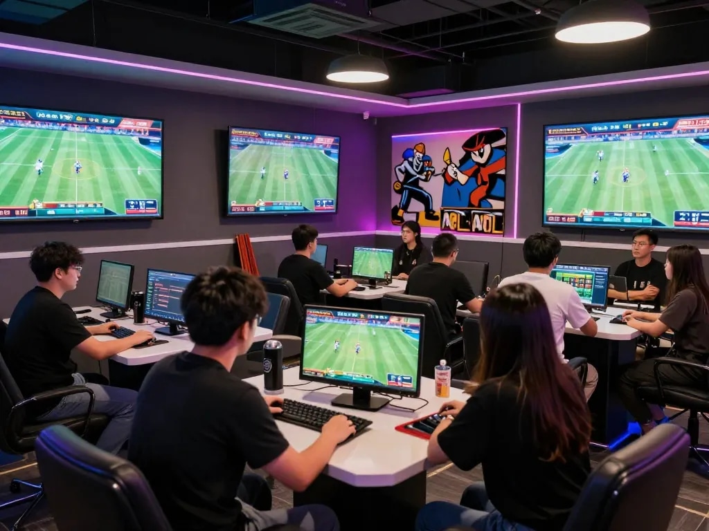 Red88 players engaging in real-time sports betting action in a lively virtual lounge