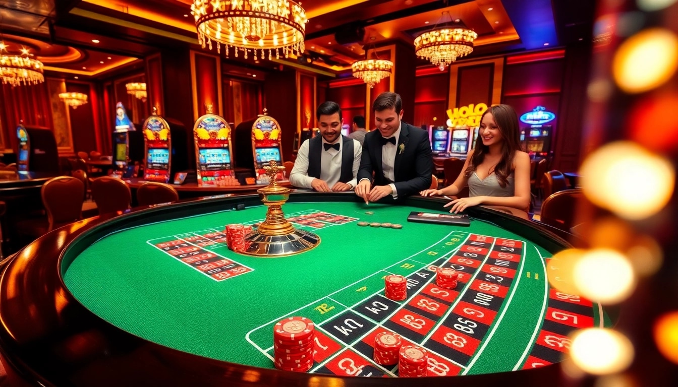 Excited players at a roulette table, engaging in Hitclub đăng ký for enhanced gaming experience.