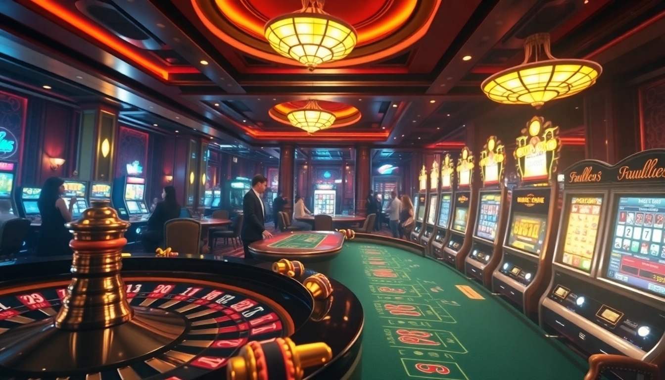 Exciting casino experience at MM88 COM with players engaging at blackjack and roulette tables.
