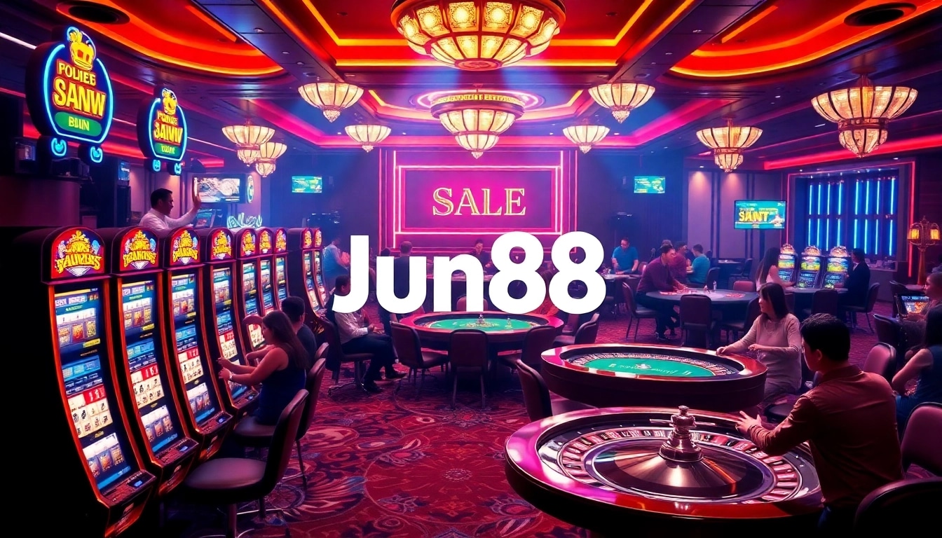 Jun88 elevates online gaming with luxurious casino tables, thrilling action, and vibrant atmosphere.