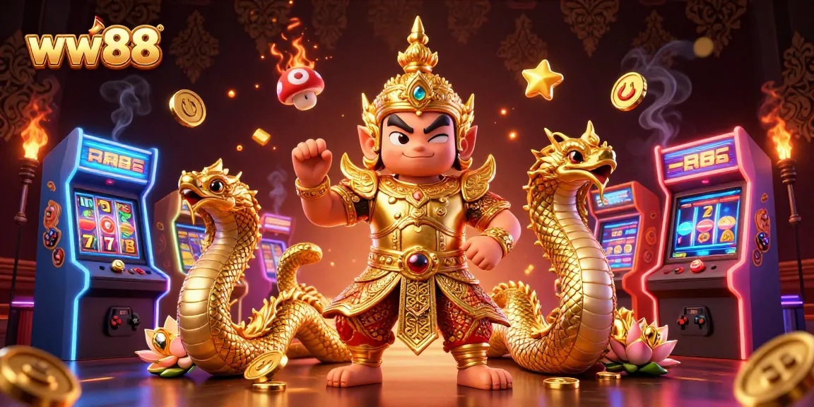 Engage in thrilling gaming at ww88 with vibrant casino elements and a dynamic 3D illustration.