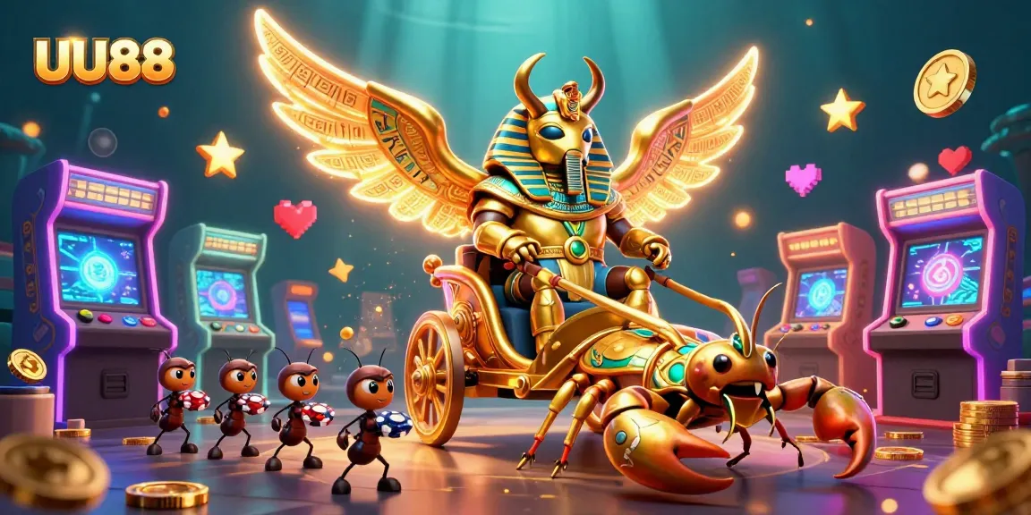 Experience thrilling adventures with UU88's vibrant casino games in this detailed 3D scene.