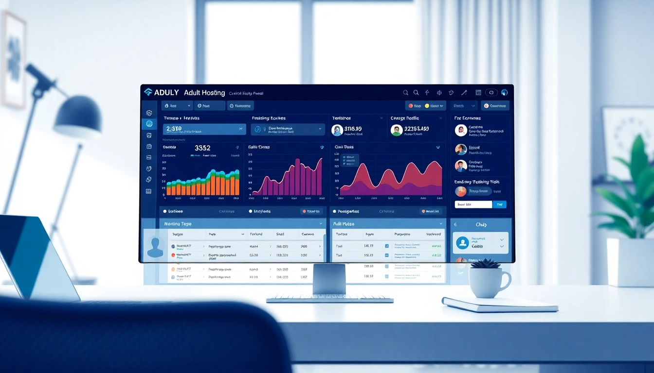 Enhance adult hosting capabilities with a detailed web hosting control panel interface illustration.
