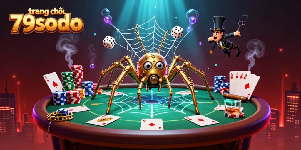 Engage with thrilling action on trang chủ 79sodo featuring a steampunk spider and poker elements.