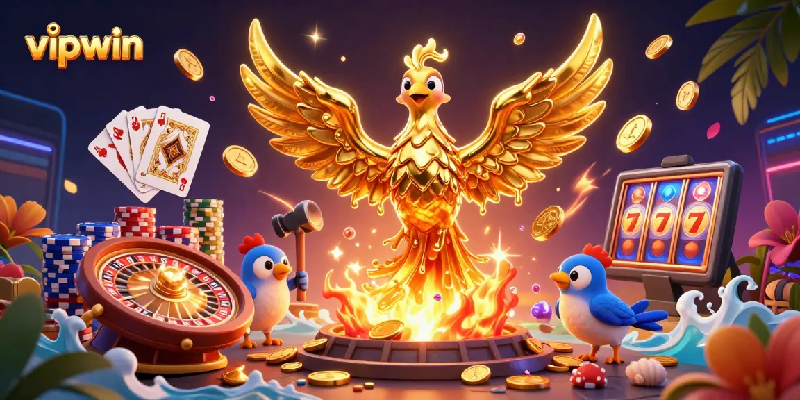 Experience top-tier gaming at vipwin with golden phoenix and thrilling casino elements.