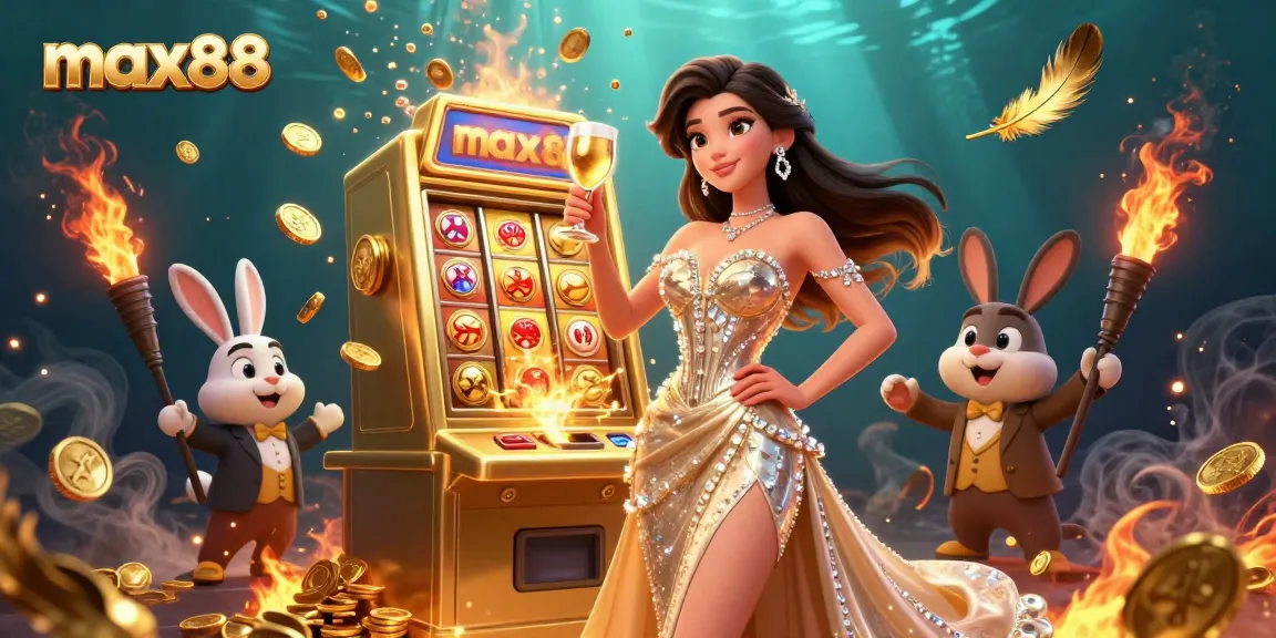 Experience the thrill of max88 with glamorous casino action and jackpot excitement in this stunning visual.