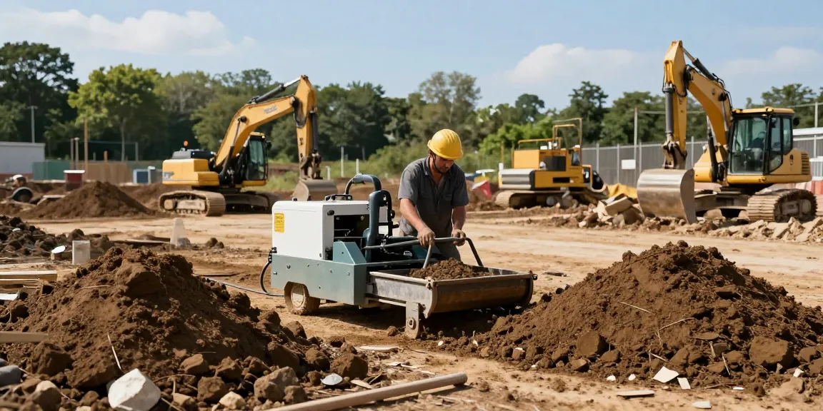 Soil screening Ottawa with worker operating soil screening machine on-site, emphasizing quality.