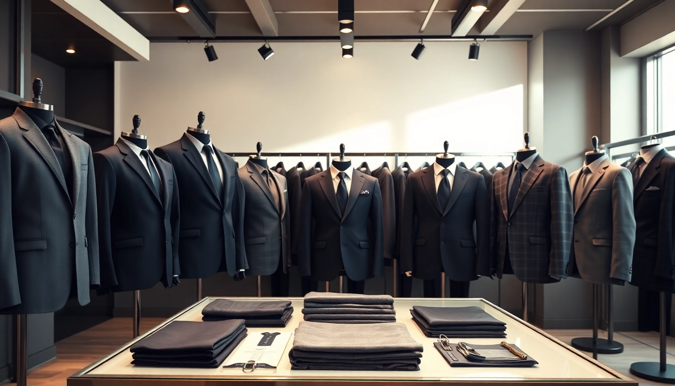 Explore the offerings of a Custom Clothing Manufacturer showcasing tailored blazers in a modern setting.