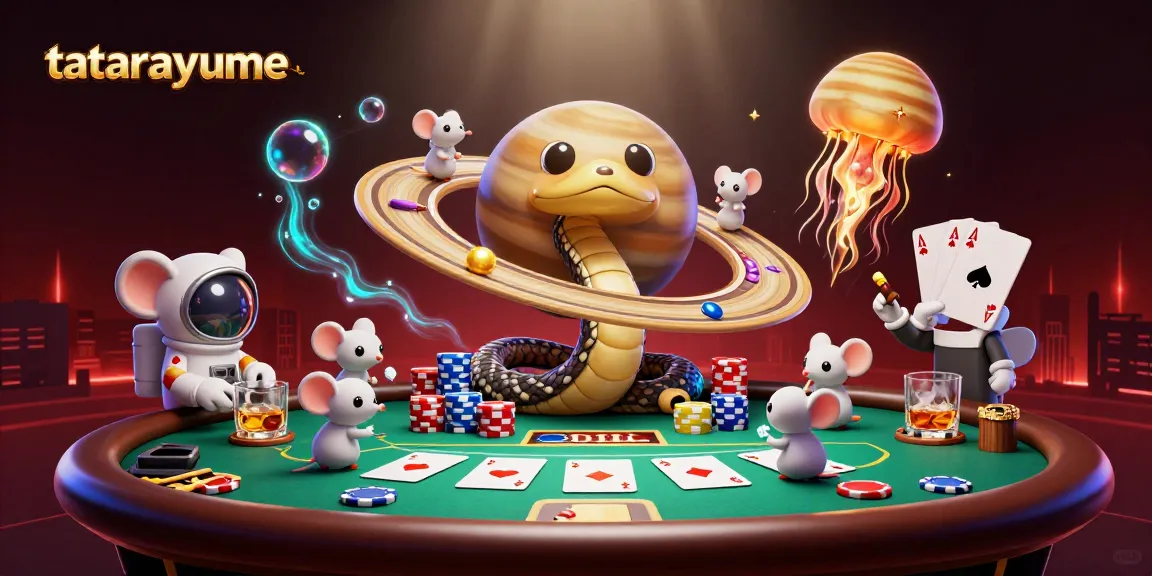 Bet on cosmic roulette with tatarayume as astronauts gamble around a giant Saturn planet.