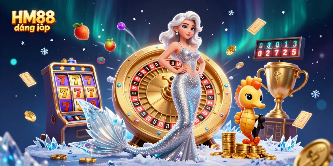 Experience the excitement of HM88 đăng nhập with a dazzling casino illustration featuring a glamorous scene filled with thrilling gaming elements.