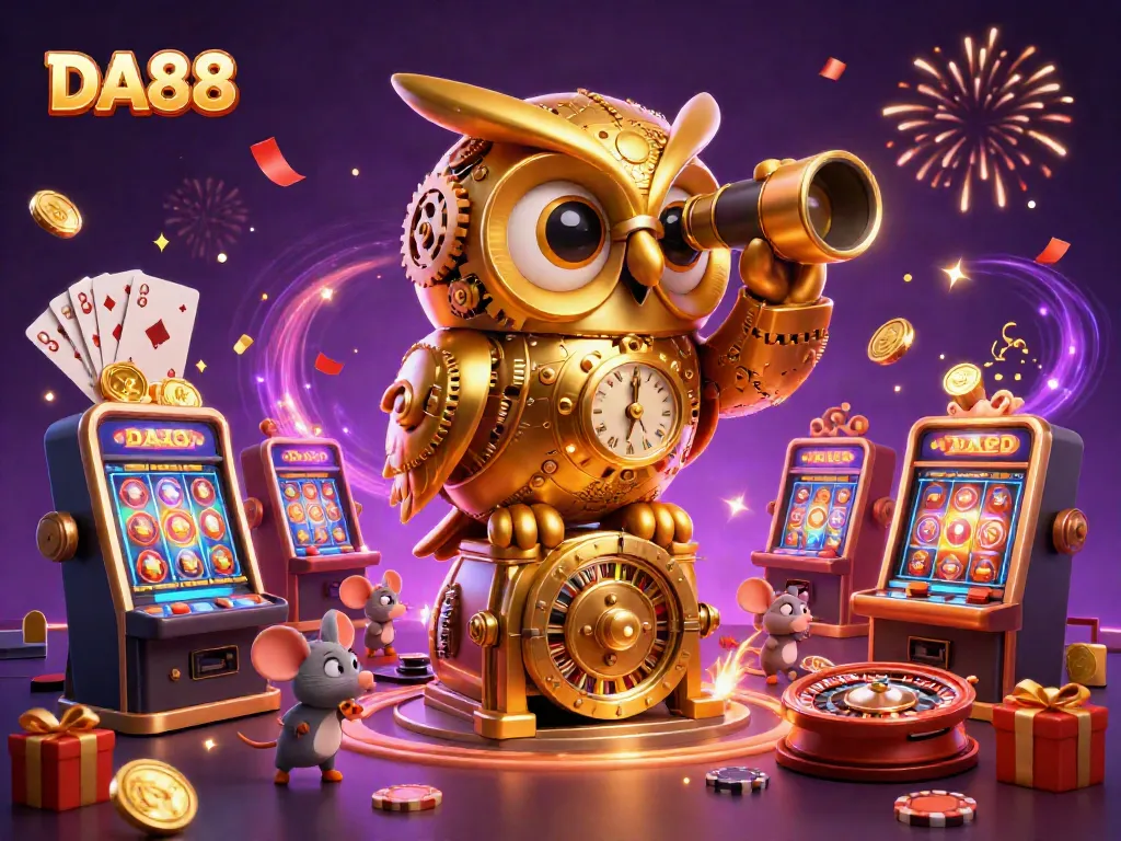 Spin the reels with DA88 as golden coins and playful characters bring the casino to life.