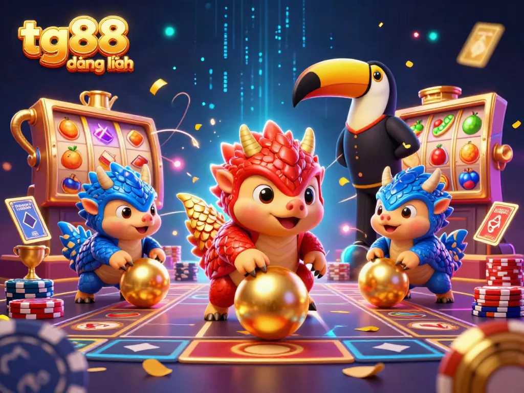 Experience thrilling action in the tg88 đăng nhập game with colorful slot reels and vibrant pangolin characters.