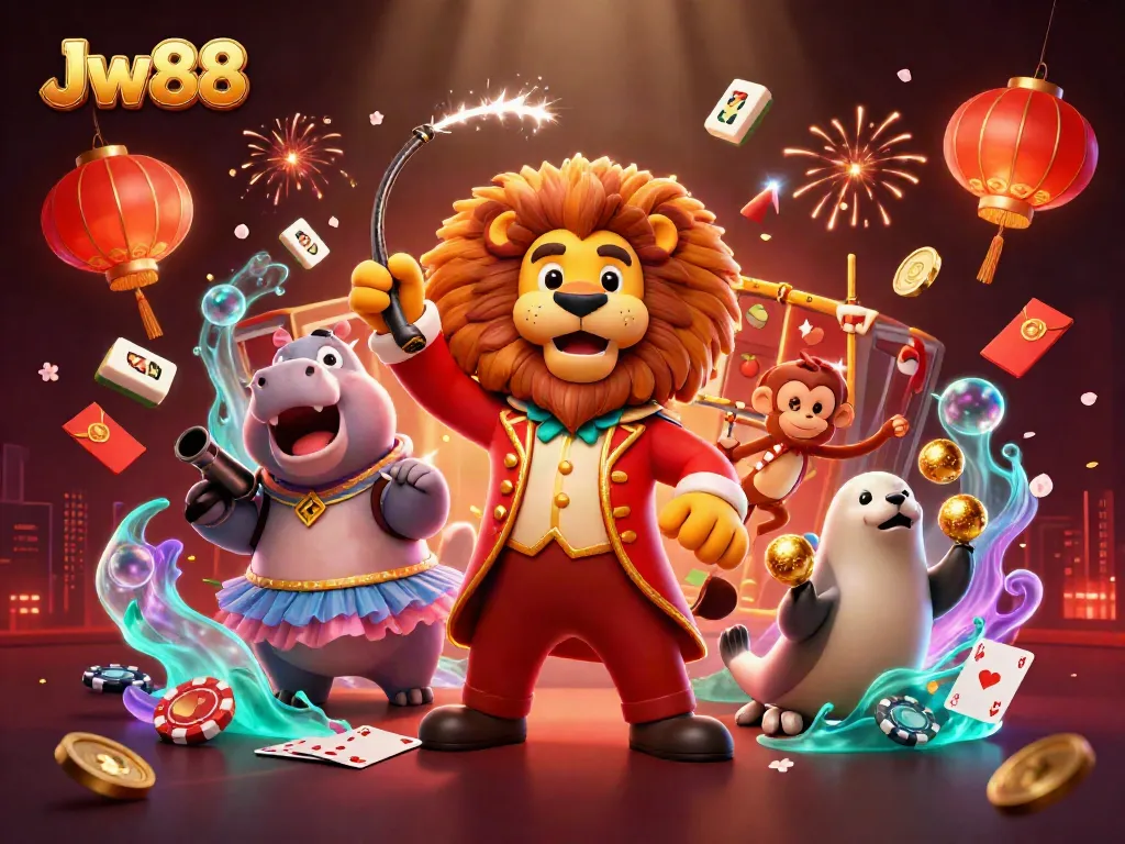 Experience thrilling gameplay with Jw88's lively casino-themed 3D artistic scene featuring energetic characters.