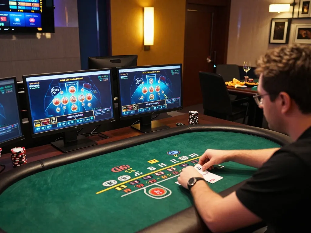 LUCKY88 online gambler focused on live dealer game while enjoying a cozy atmosphere.