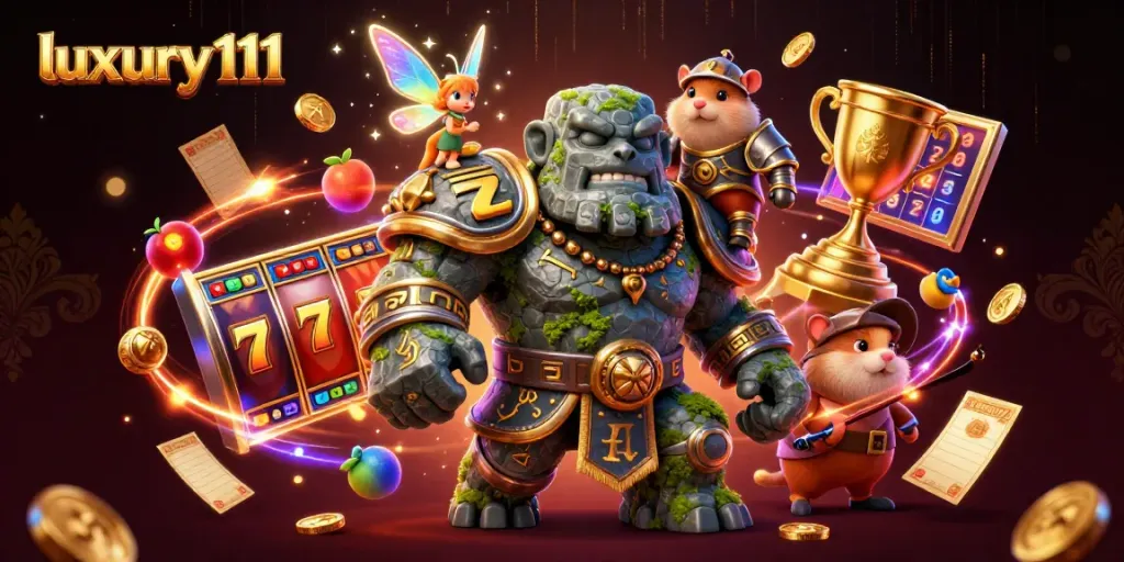 Experience the excitement of luxury111 slots with engaging characters and vibrant casino elements.