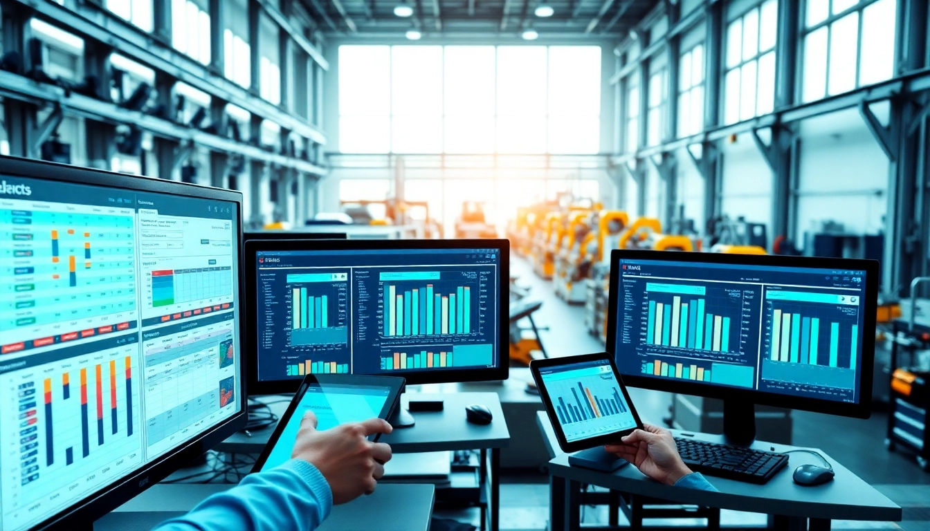 Optimize operations with production scheduling software displayed in a busy manufacturing environment.