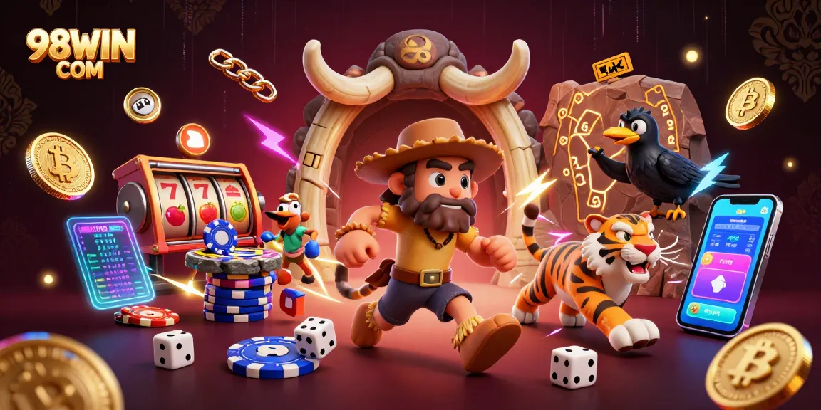 Engage with exciting gameplay at 98WIN COM featuring vibrant casino elements and rich illustrations.
