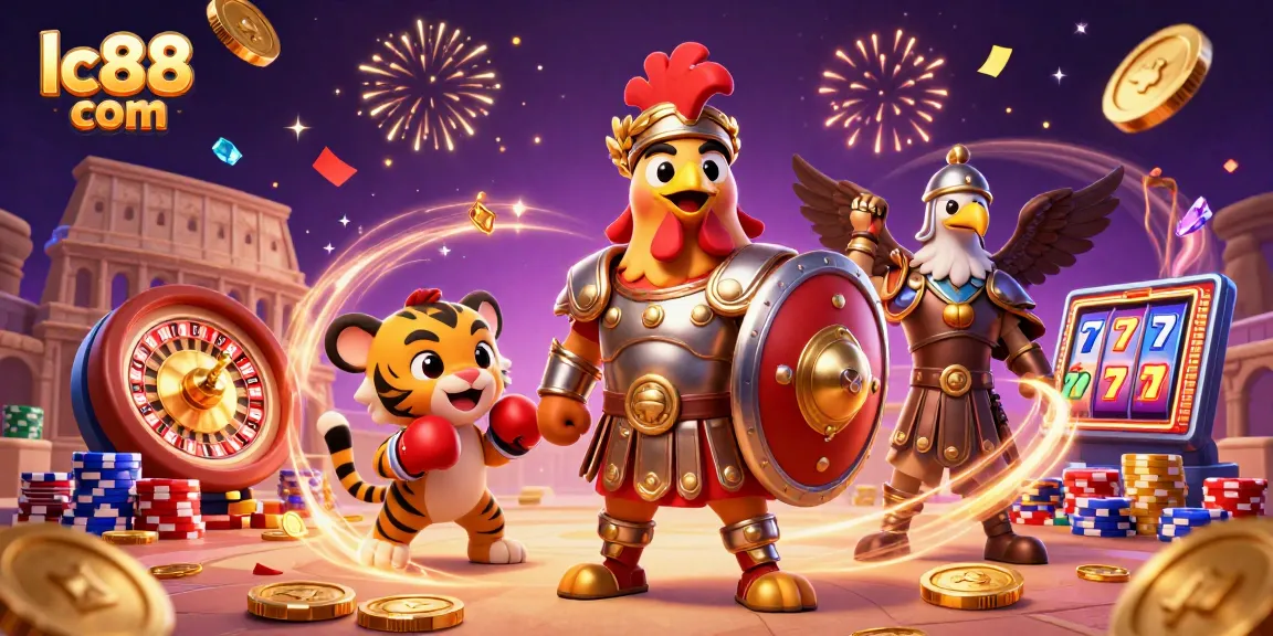 Experience winning thrills with lc88 com's captivating 3D gambling scene featuring dynamic characters and game elements.