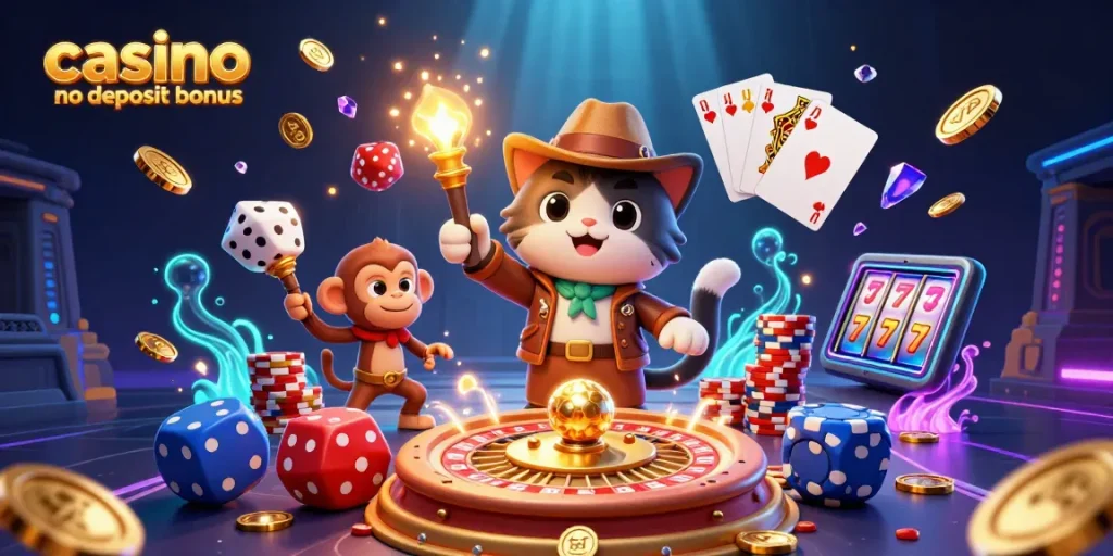 Experience excitement at the casino no deposit bonus with a thrilling treasure hunt scene full of fun!